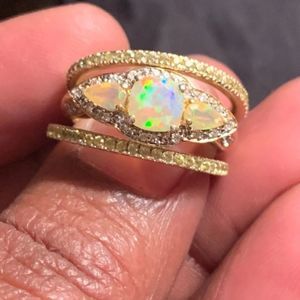 Sterling Silver gold plated set with opal stones